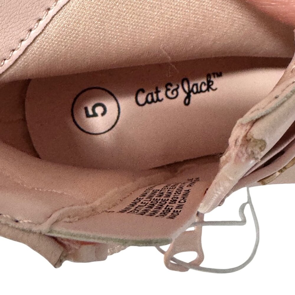 Cat & Jack Girls Butterfly Pink Gracie Boots size 5 Faux Leather Strappy Zip New - Picture 5 of 15